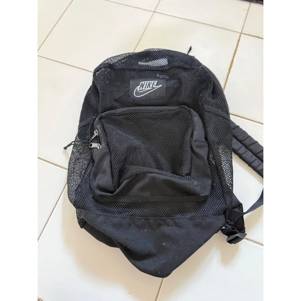 Vintage Nike Mesh Backpack Black Y2K Mini Backpack Sport‎ Utility Bag